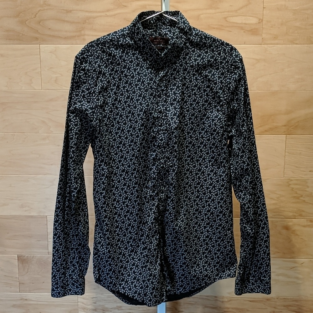 Zara Man dragonfly micro print slim fit black